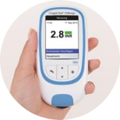 Coagulation level showing on a CoaguChek device